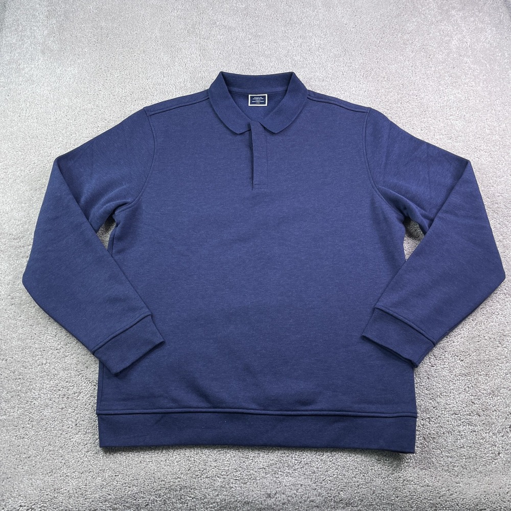 Charles Tyrwhitt Sweatshirt Mens Large Blue Long Sleeve Collared Polo Pullover
